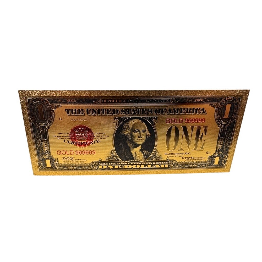 24K Gold Foil 1928 Series One Dollar Bill Gold Certificate Novelty Note